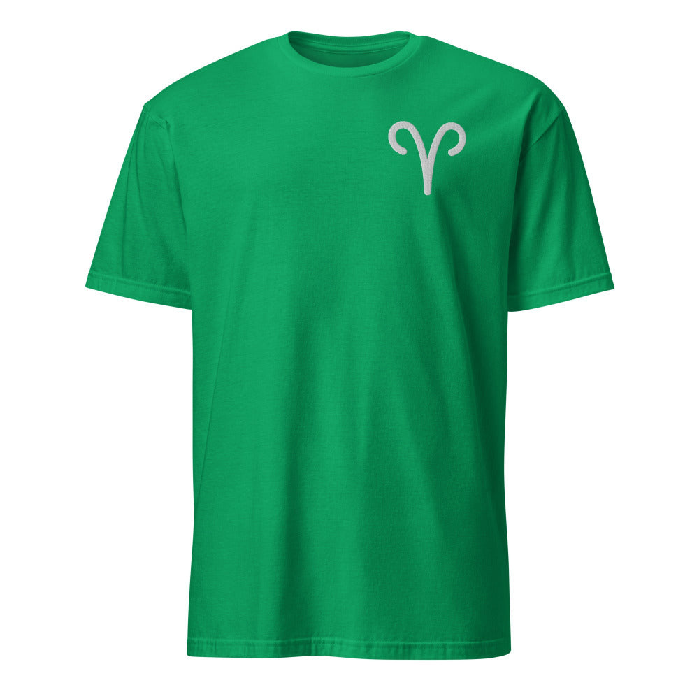 Aries Zodiac Symbol Embroidered TShirt - Irish Green Color - https://ascensionemporium.net